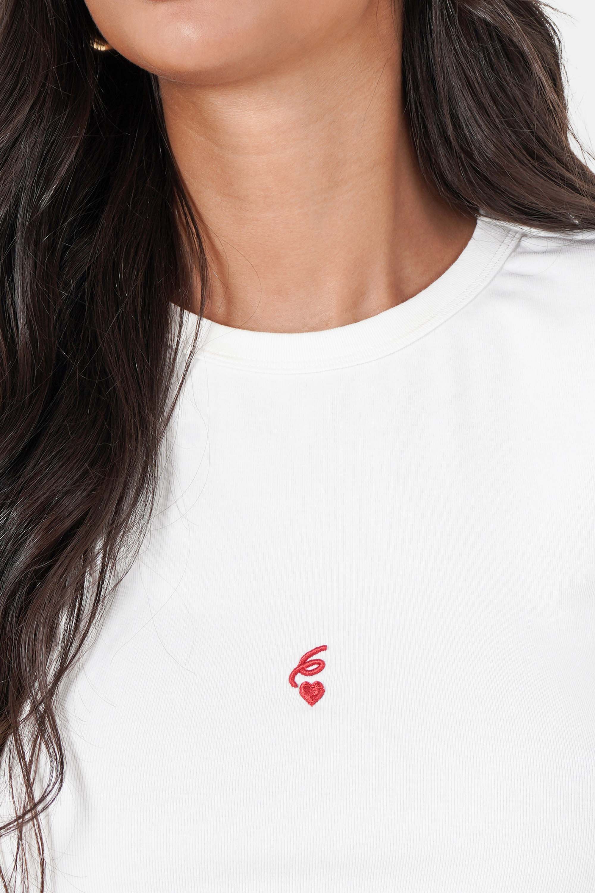 Sixth June Heart Embroidery ss Tshirt 34614-WHIT