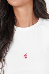 Sixth June Heart Embroidery ss Tshirt 34614-WHIT