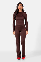 Sixth June Heart Embroidered Ls Textured Tshirt 34621-BROW