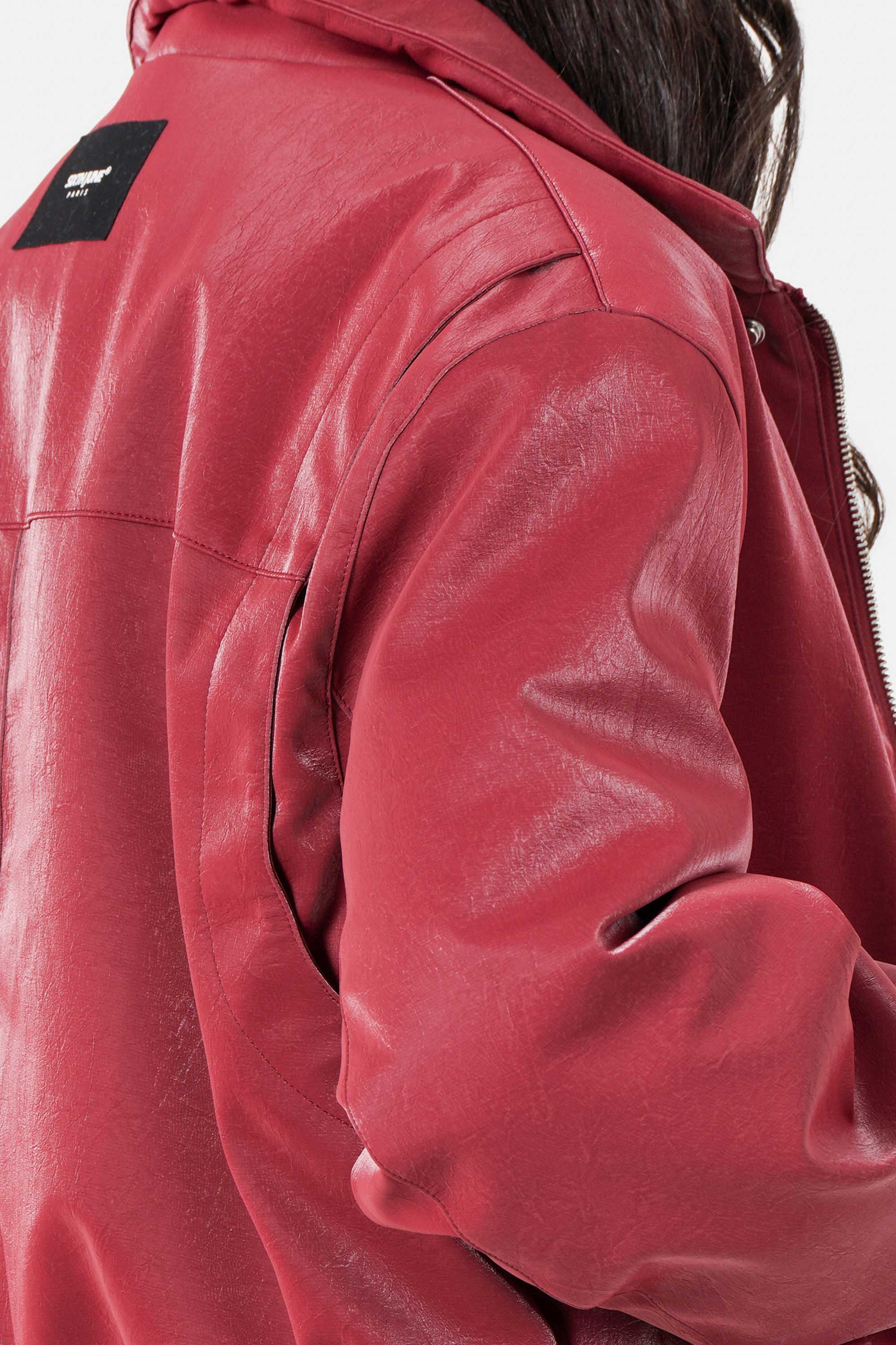 Sixth June Vegan Leather Varsity Jacket 34623-BURG