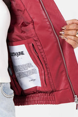 Sixth June Vegan Leather Varsity Jacket 34623-BURG