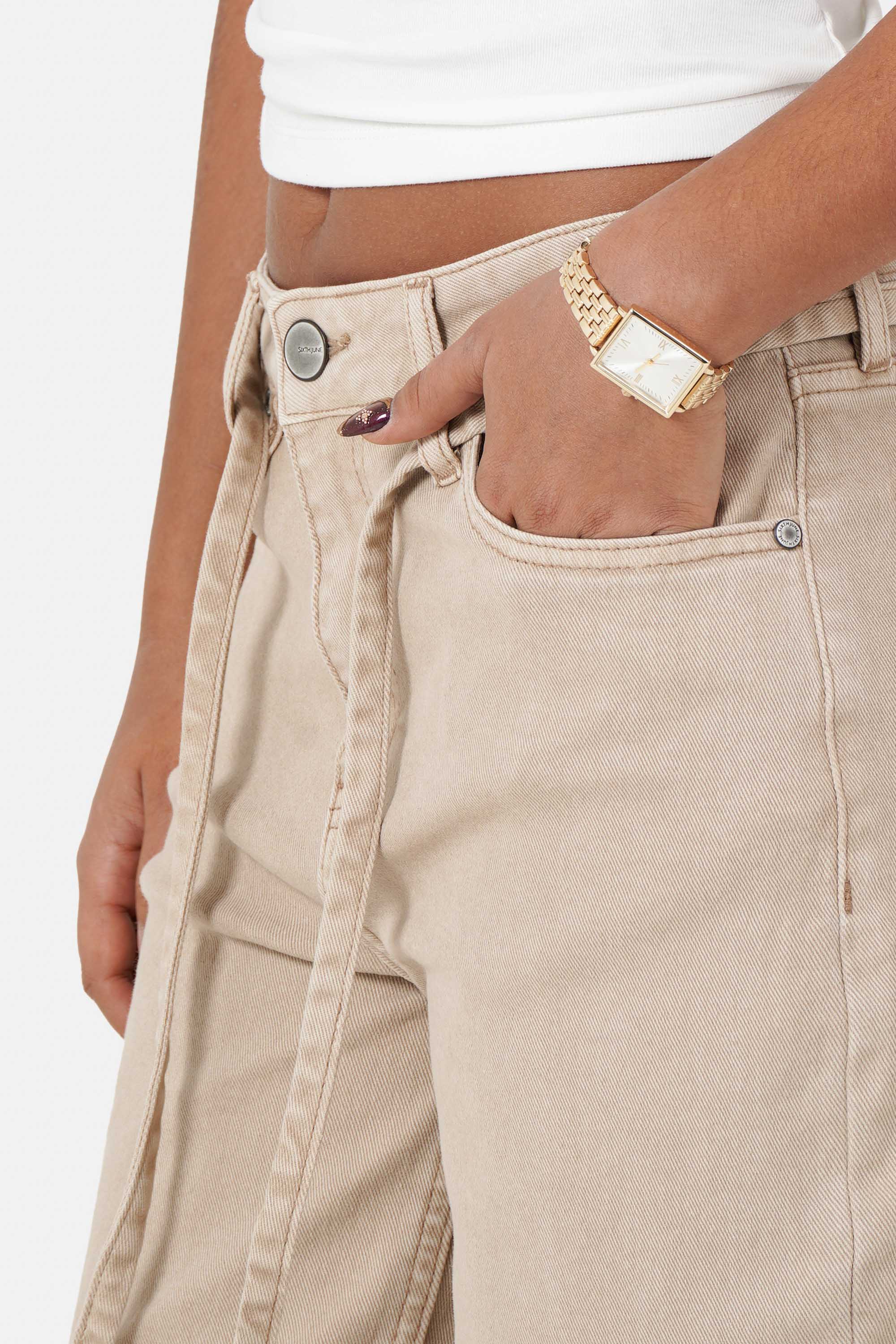 Sixth June Baggy Cowboy Denim Jeans 34647-SAND