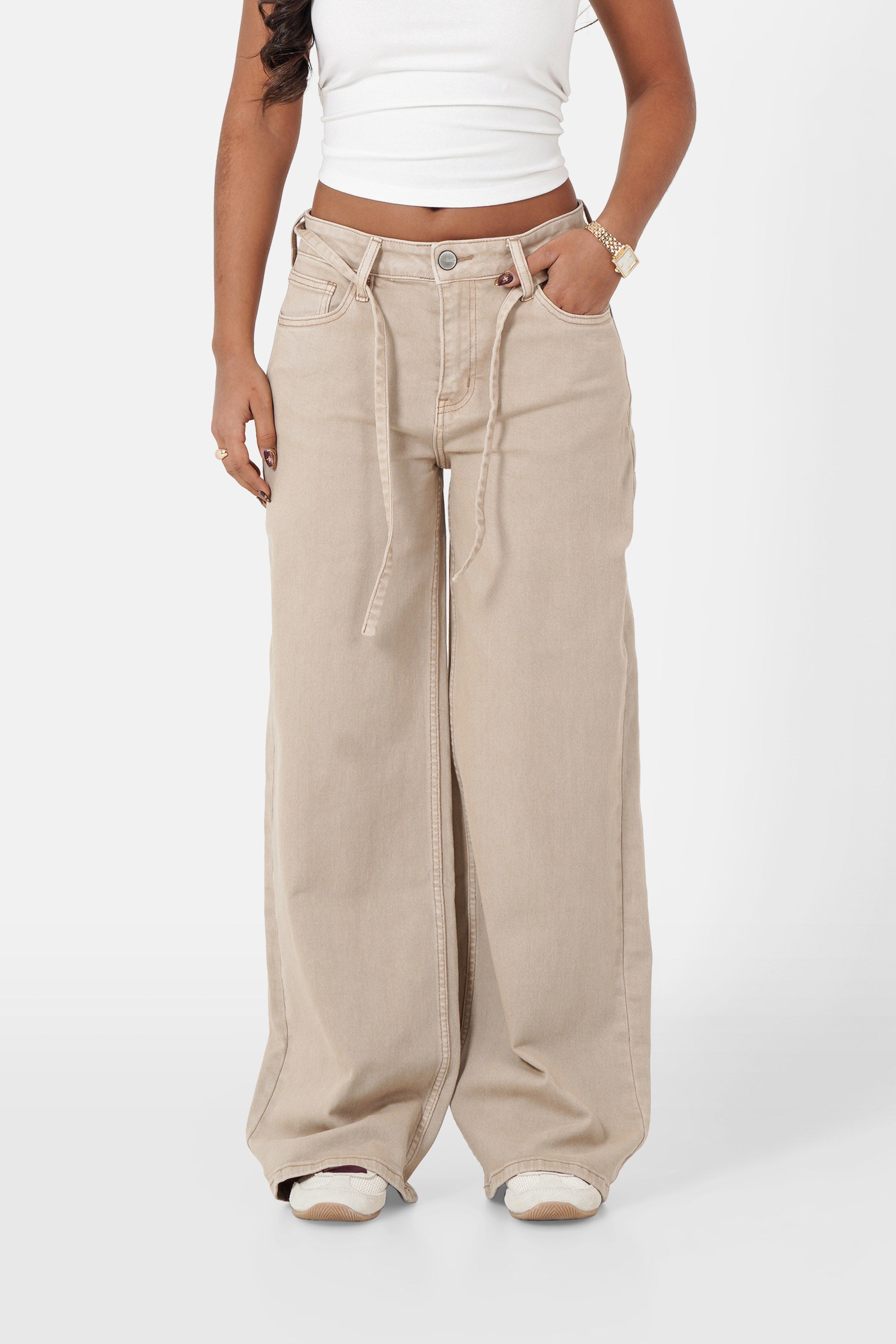 Sixth June Baggy Cowboy Denim Jeans 34647-SAND