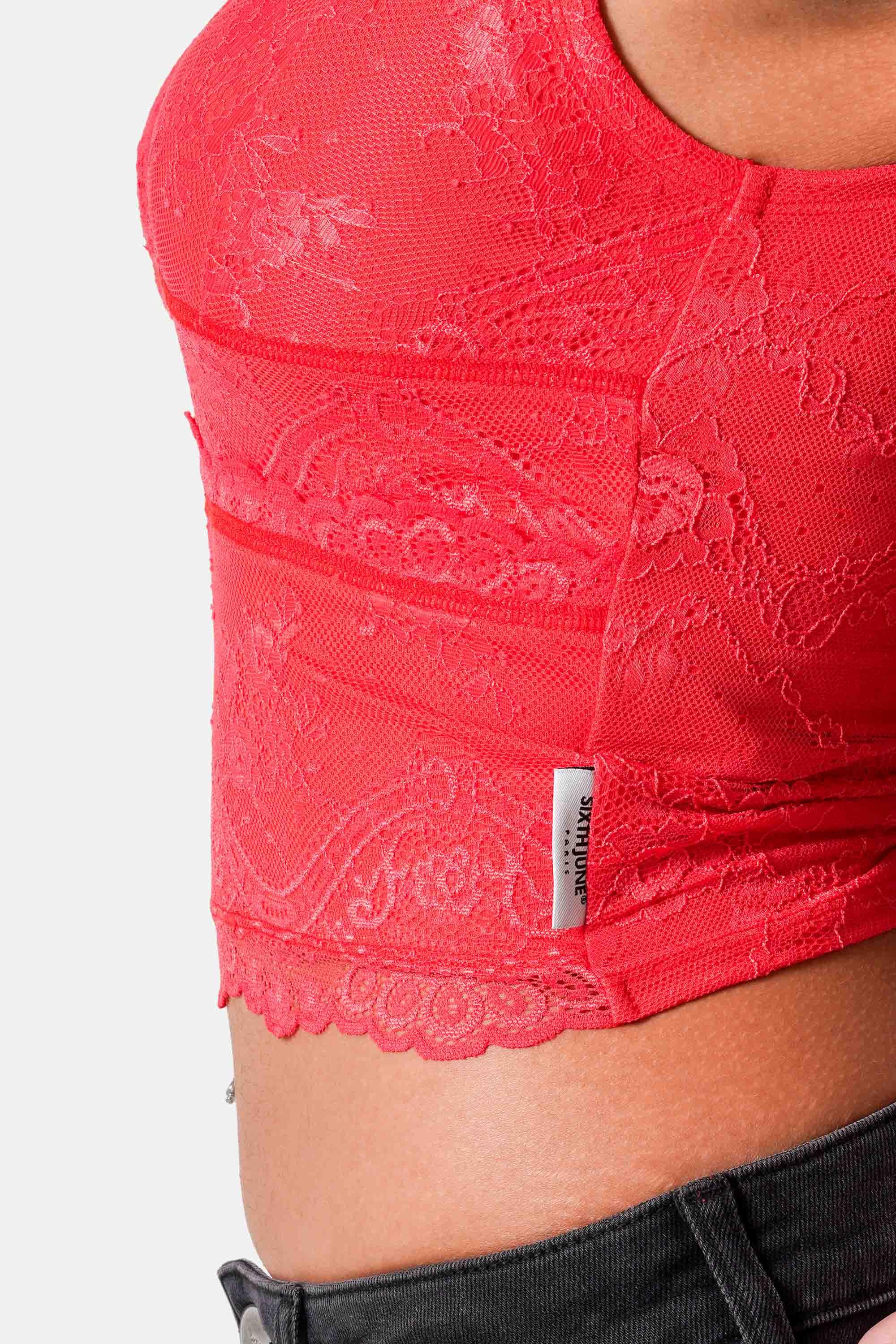 Sixth June Lace Shaped Tank Top 34839-REDX