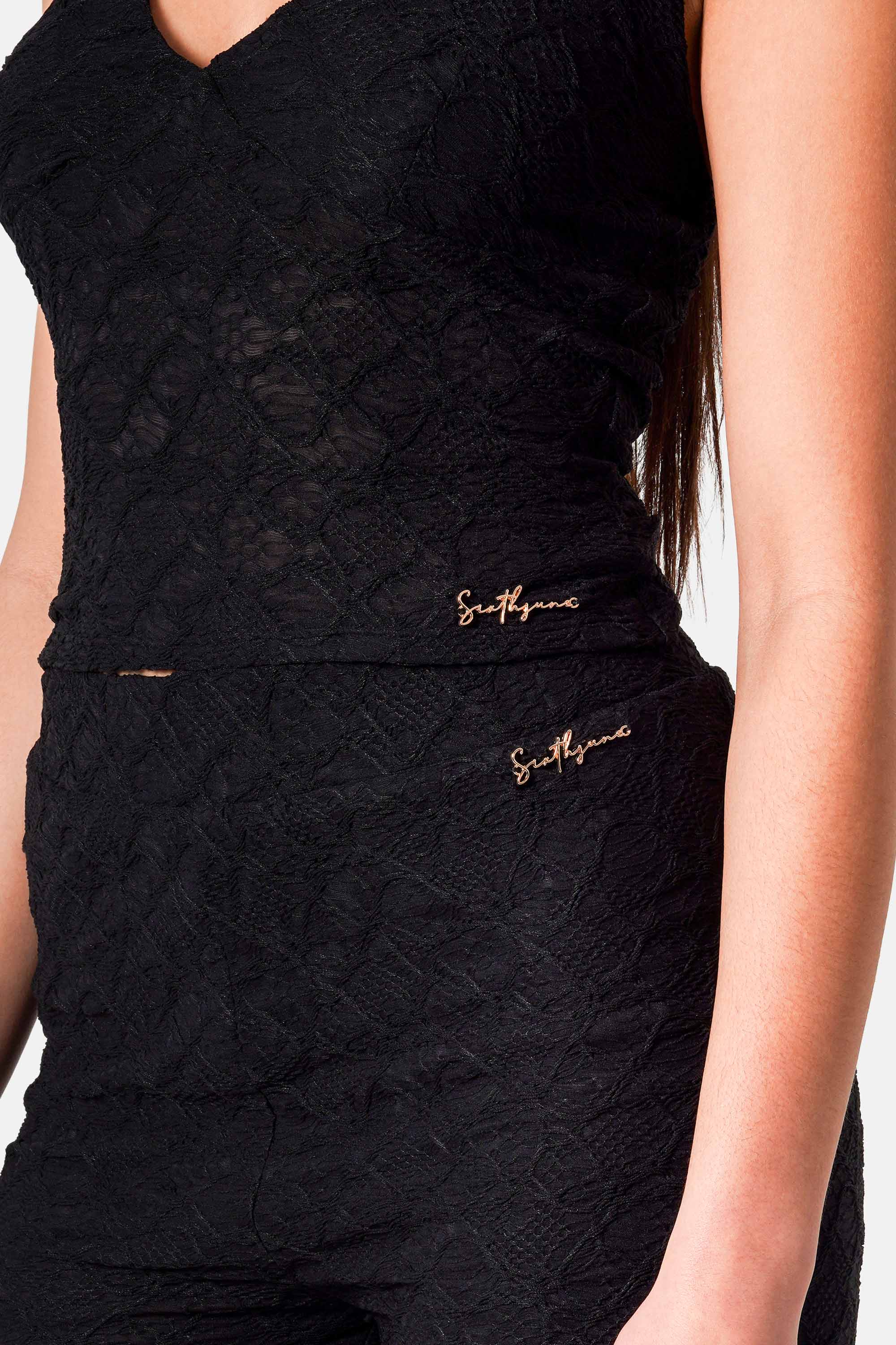 Sixth June Textured Sexy Flair Pants 34840-BLAC