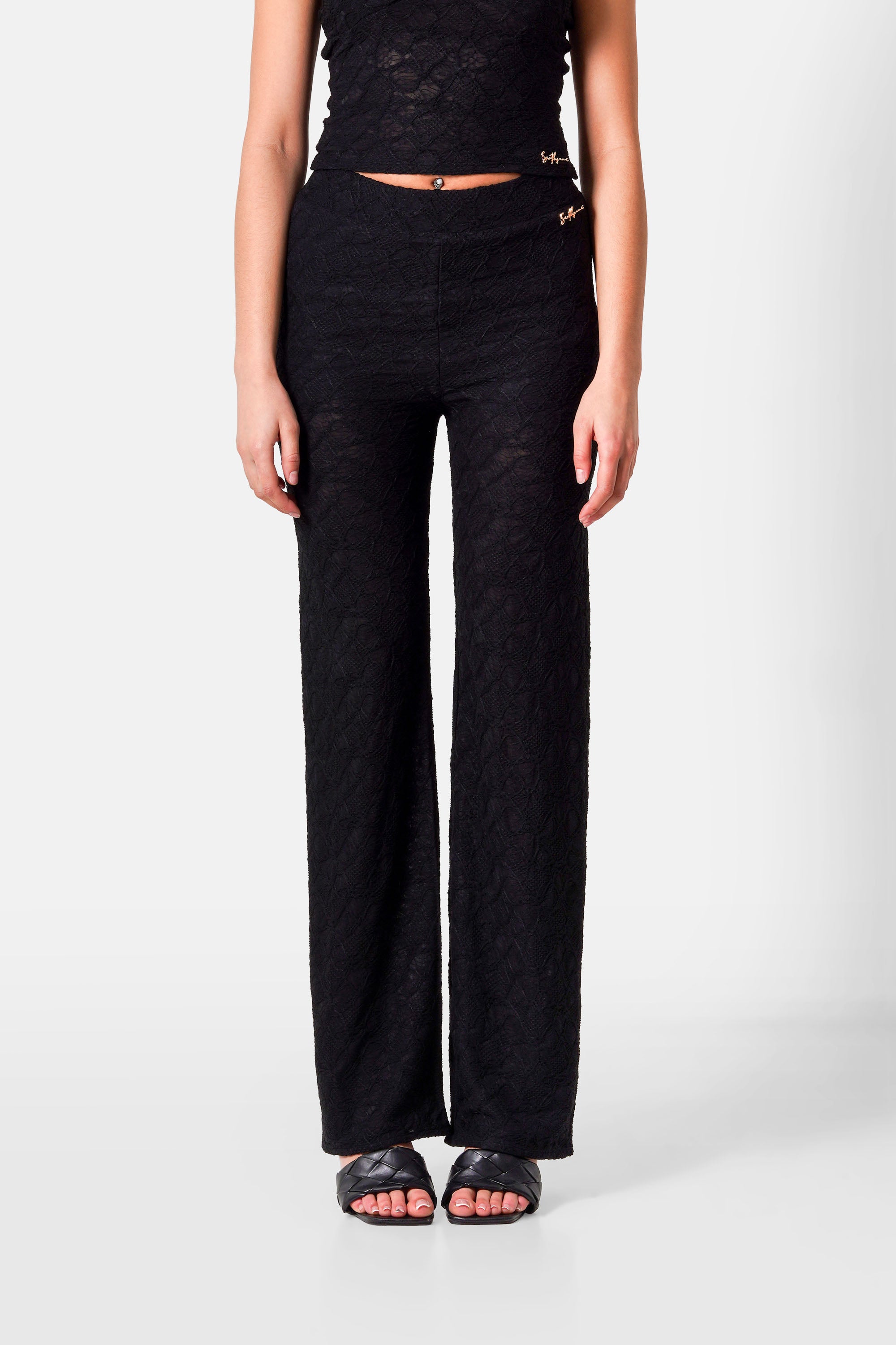 Sixth June Textured Sexy Flair Pants 34840-BLAC