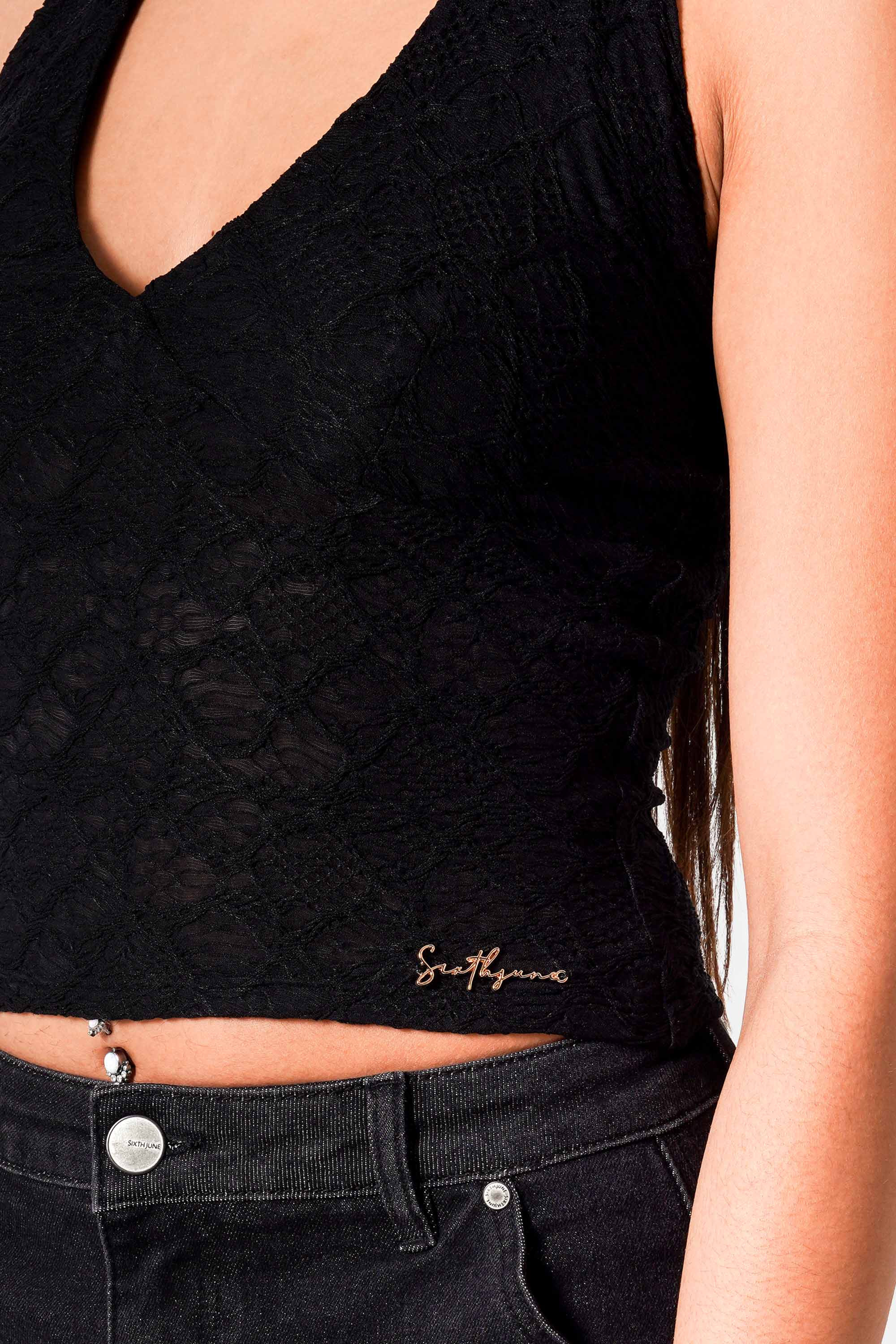 Sixth June Textured Sexy Top 34841-BLAC