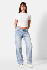 Sixth June Textured Crop Top 34842-WHIT