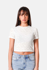 Sixth June Textured Crop Top 34842-WHIT