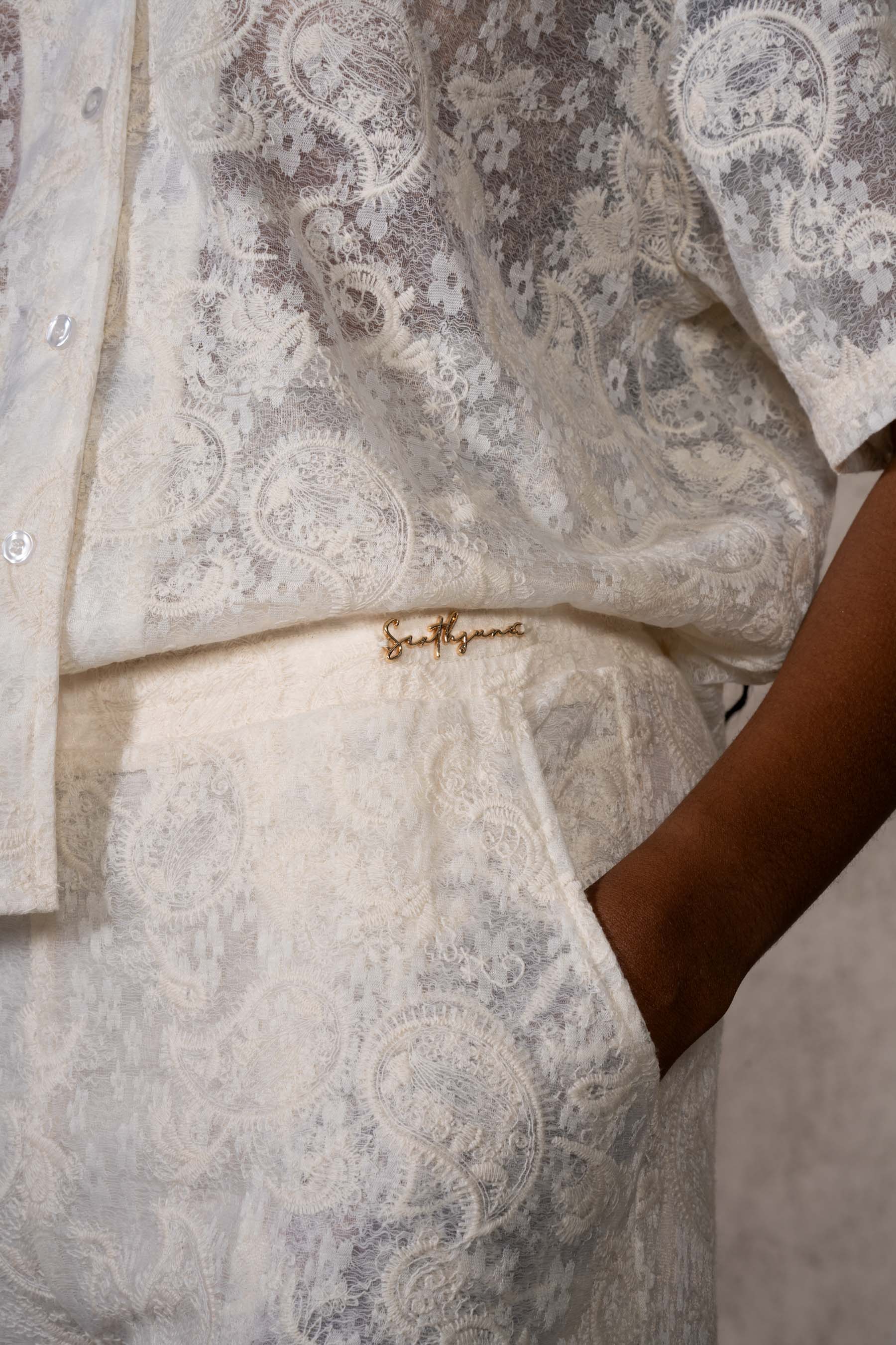 Paisley Lace Pants 34864-BEIG