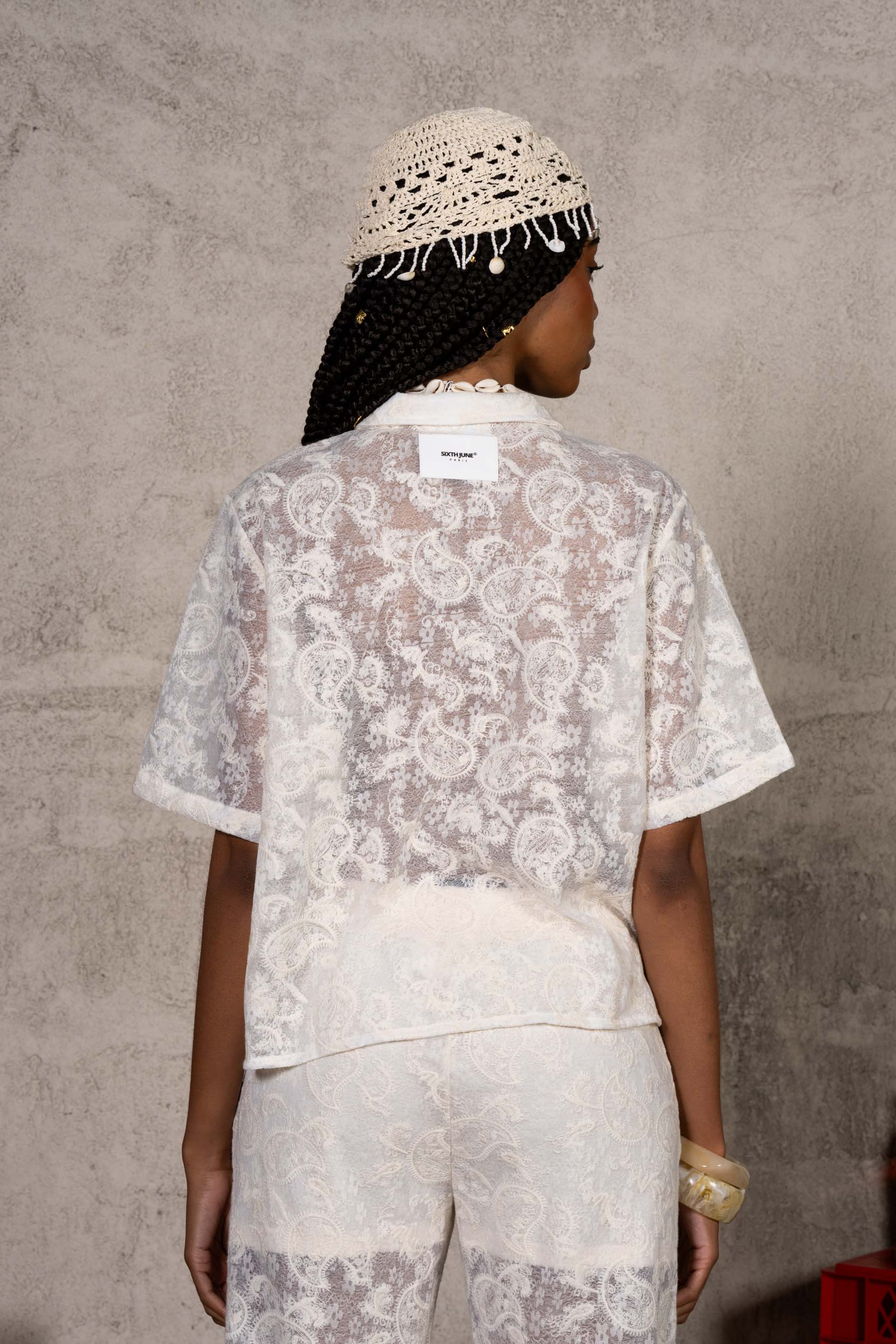 Paisley Lace Resort Shirt 34868-BEIG