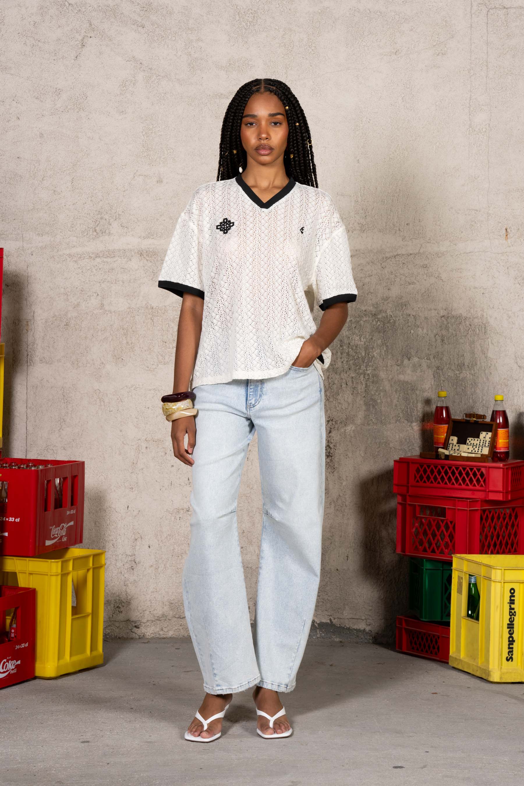 Oversize Knit Football Jersey 34878-OFFW