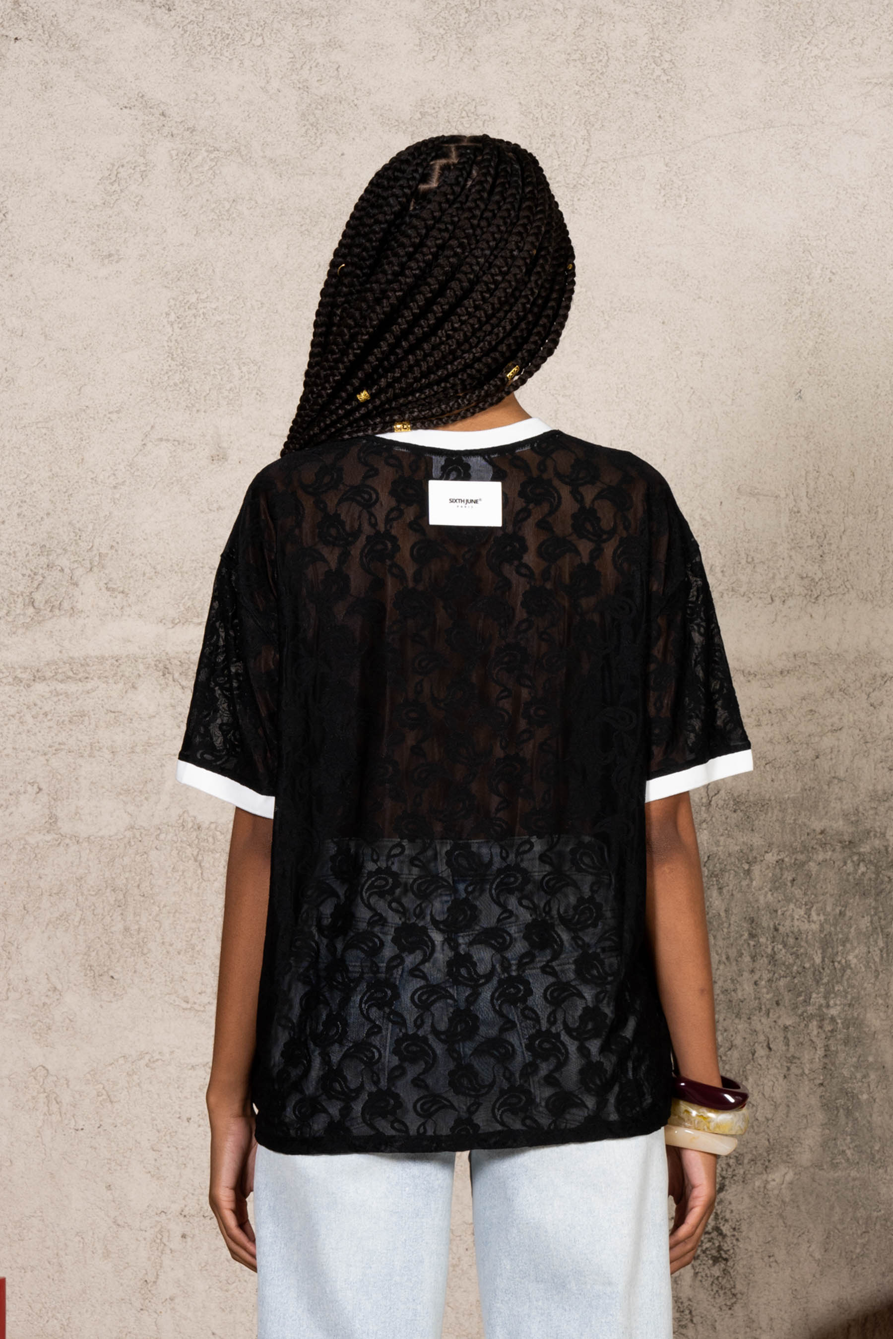 Oversize Lace Football Jersey 34879-BLAC