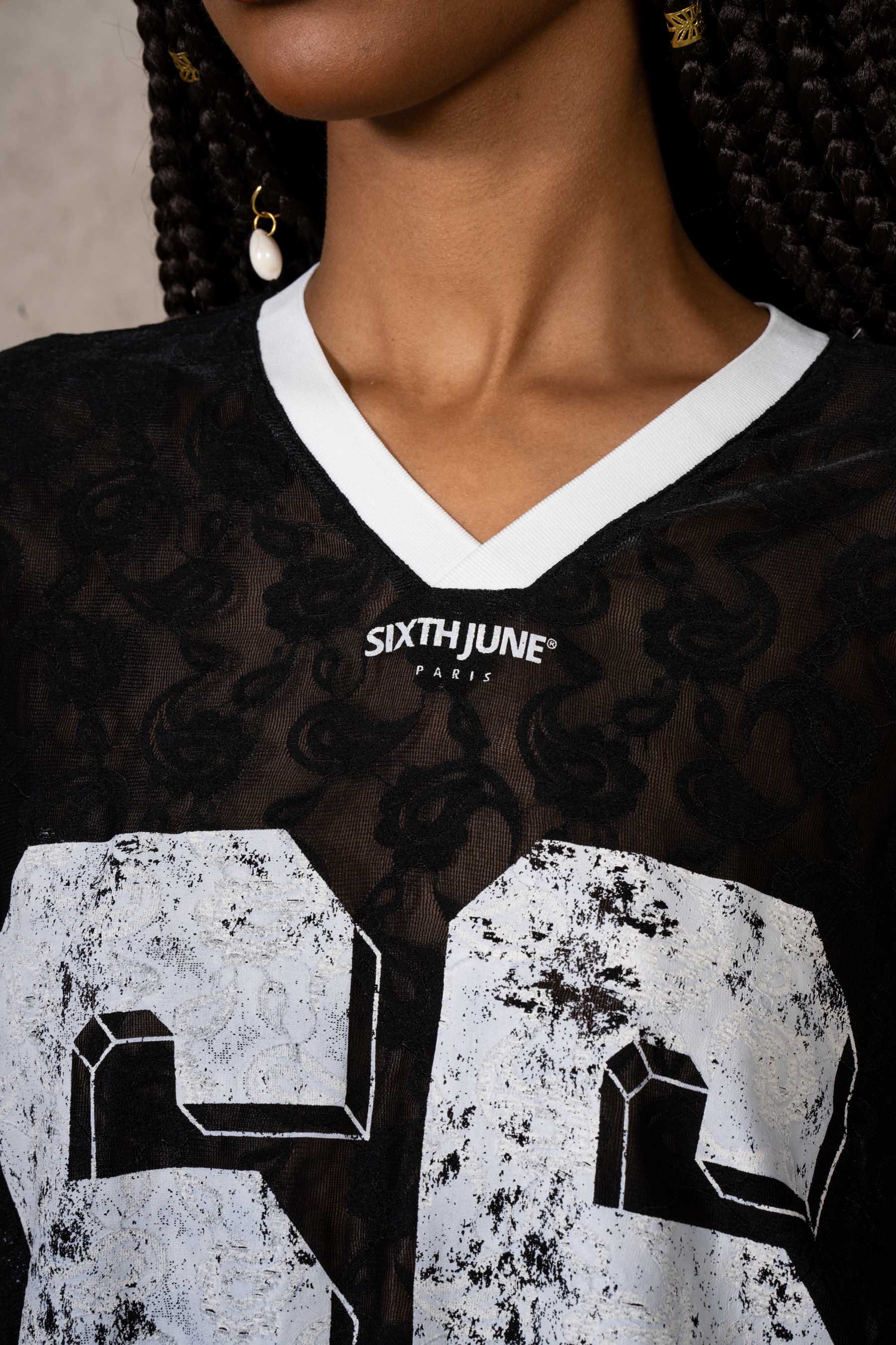 Oversize Lace Football Jersey 34879-BLAC