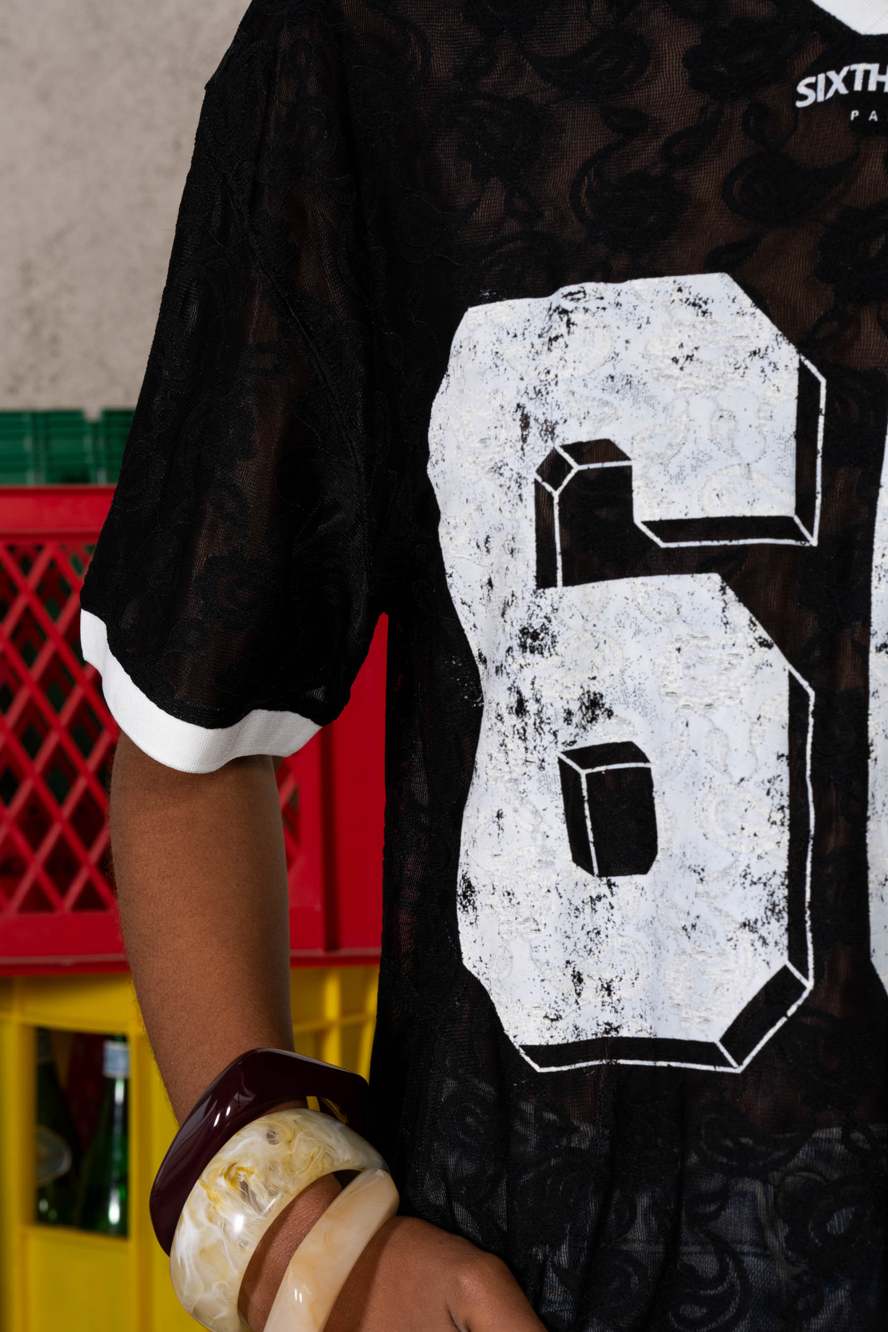 Oversize Lace Football Jersey 34879-BLAC