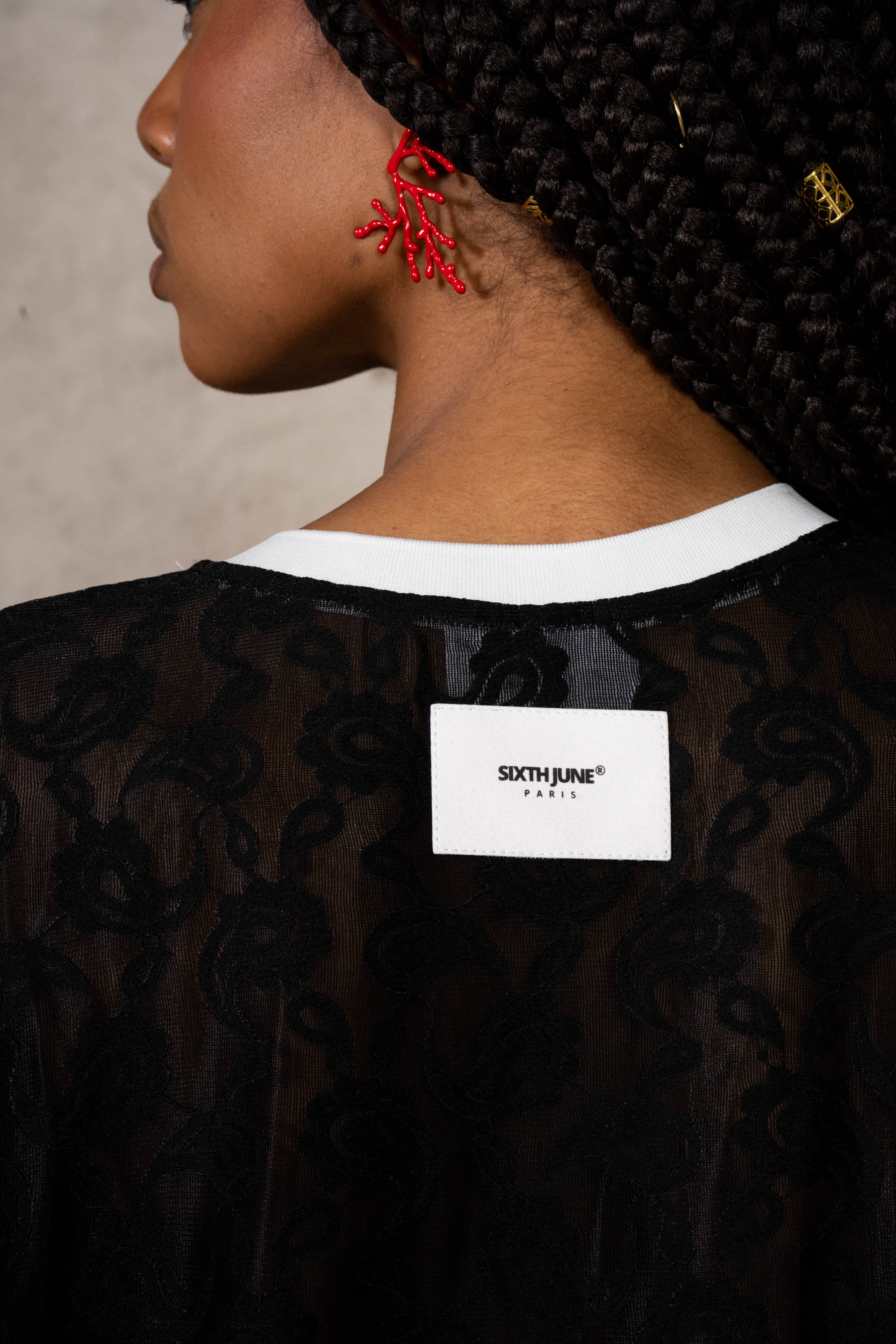 Oversize Lace Football Jersey 34879-BLAC