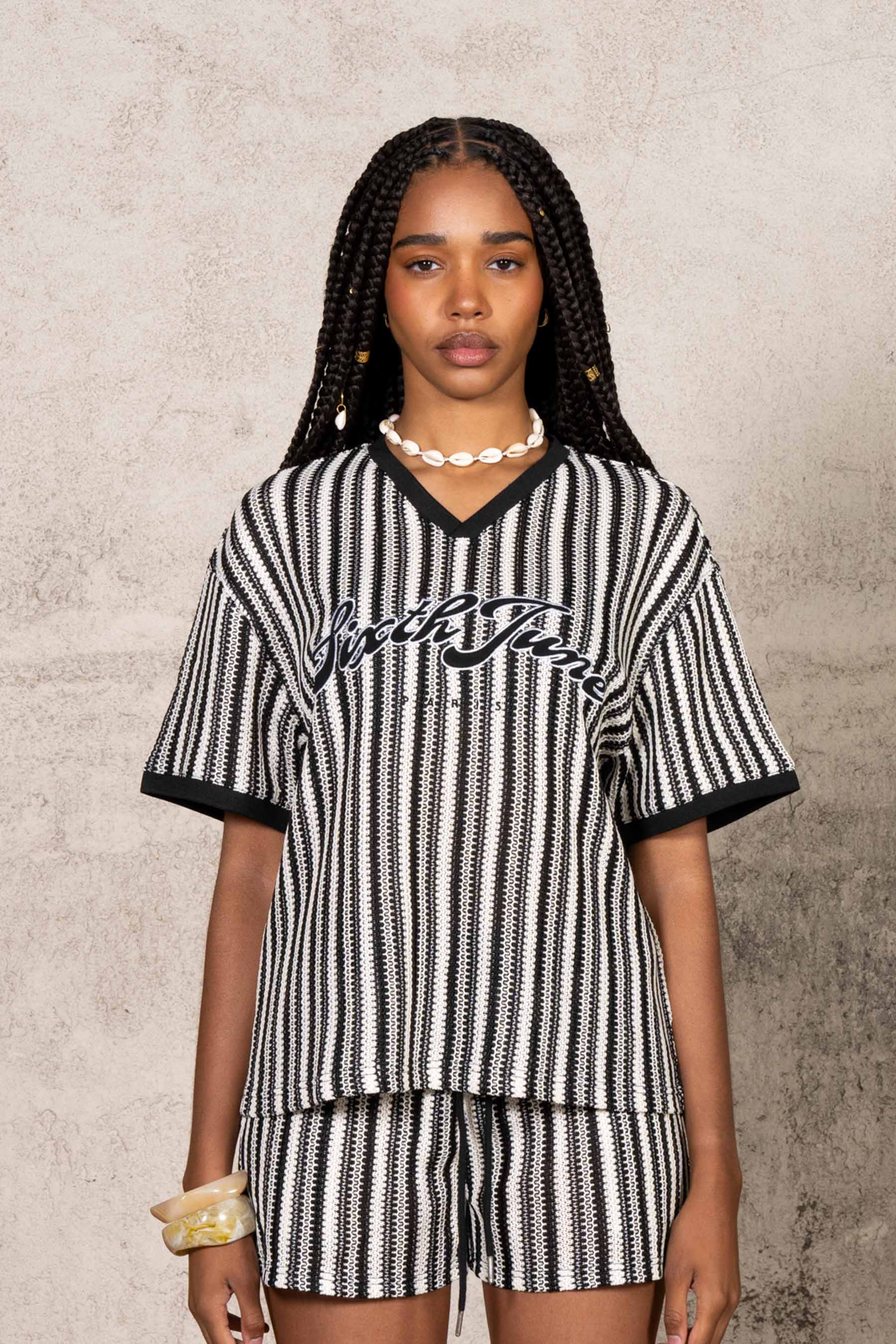 Stripes Knit Jersey 34887-BLAC