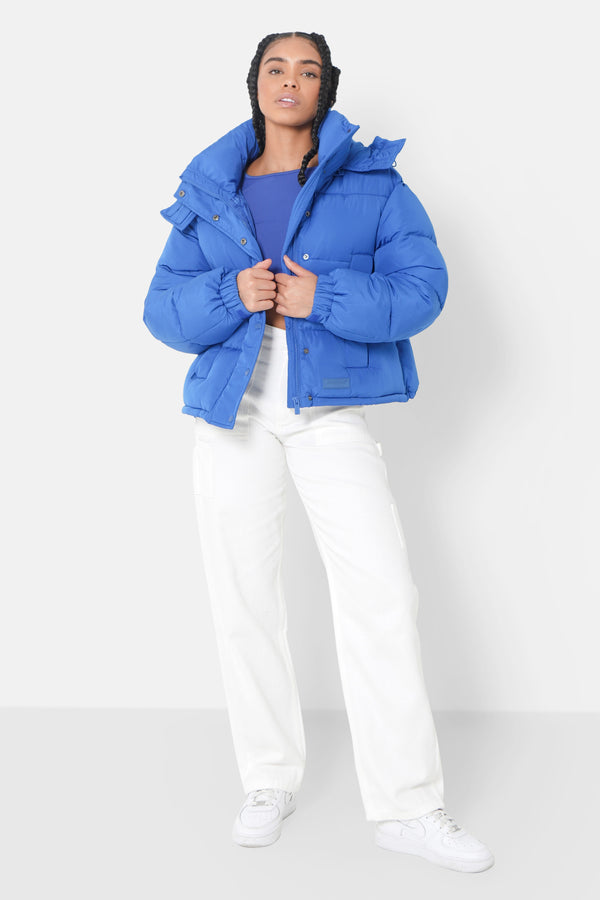 Padded cropped down jacket Blue