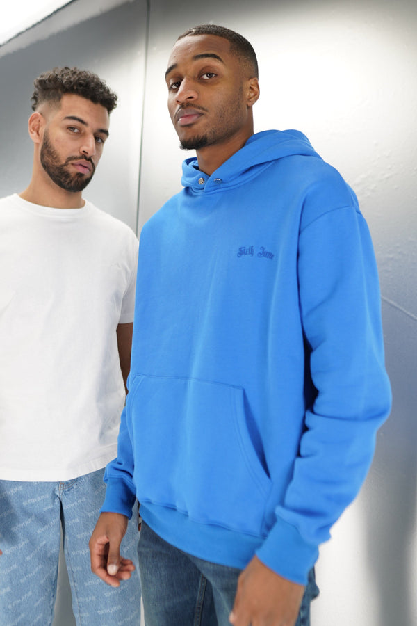 Curly patch hoodie Blue