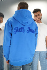 Curly patch hoodie Blue