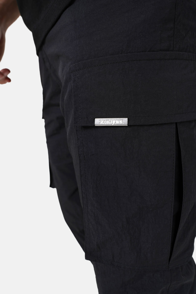 Nylon cargo pants Black