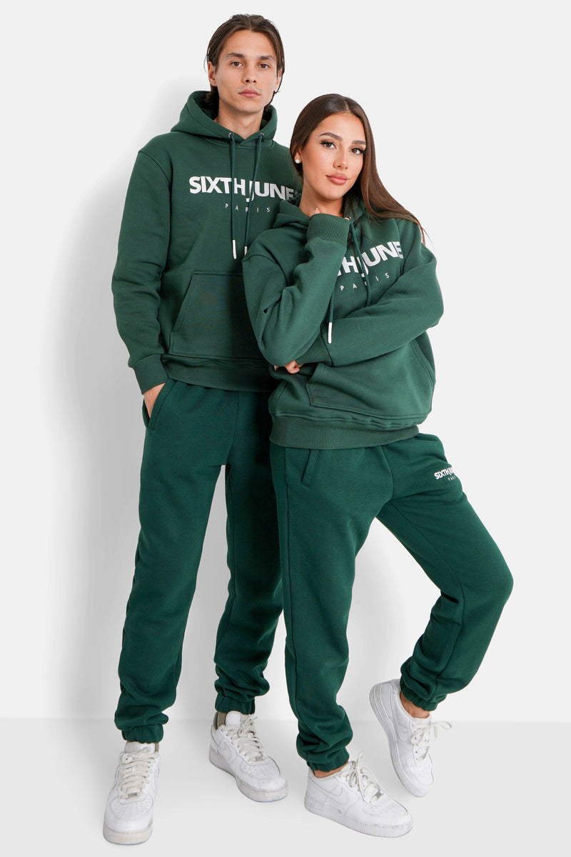 Logo Paris hoodie Green