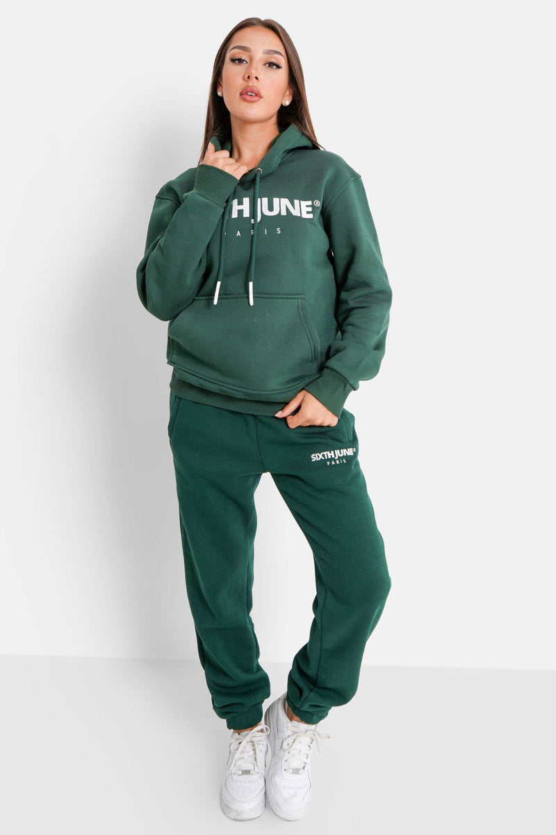 Logo Paris hoodie Green